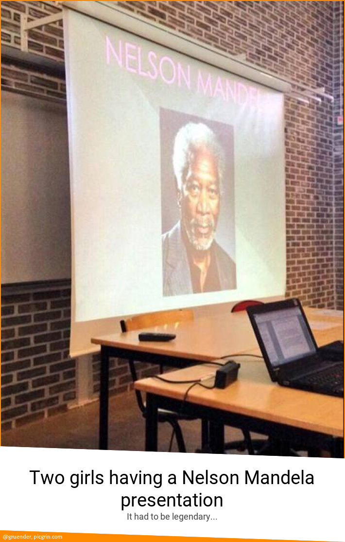 Two girls having a Nelson Mandela presentation