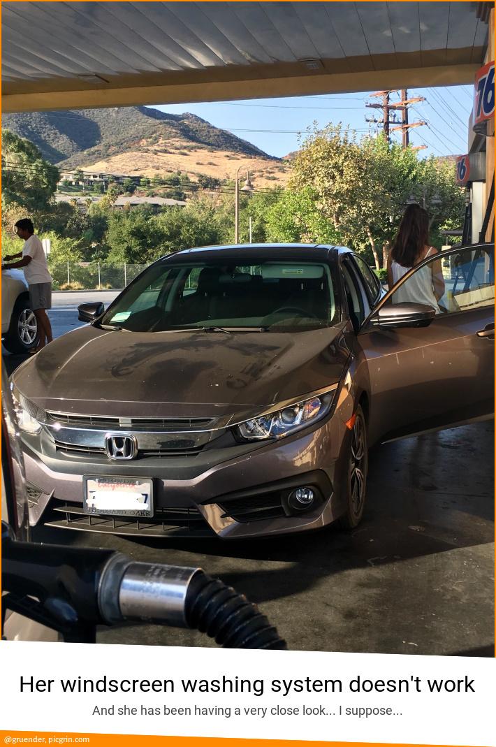 Her windscreen washing system doesn't work