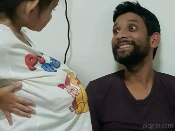 Reaction of father when baby girl act like a pregnant women