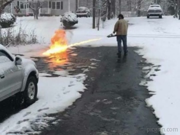 Using a snow shovel was too mainstream